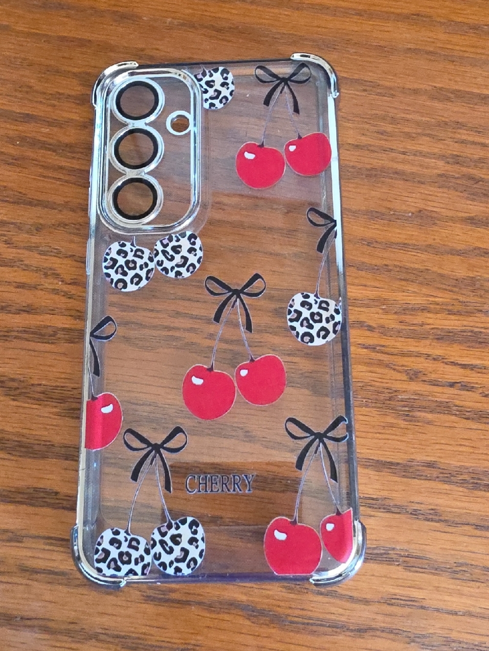 Cherry Clear Cherry Pattern Phone Case with Red Accents